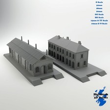 Train Station and Shed WW2 Building Tabletop Gaming Railway 3D Print 32/28/20/15