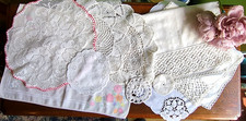 JOB LOT of 10 VINTAGE TABLE CENTRES MATS DOILIES CHAIR BACKS HAND CROCHET VGC