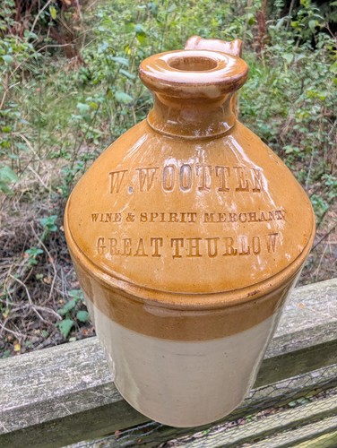 Antique stoneware flagon - stoneware, w