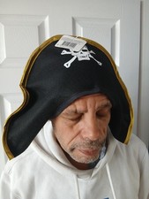 Pirate Jolly Roger  Skull Cross Bones  Hat Captain Cap Fancydress Festival