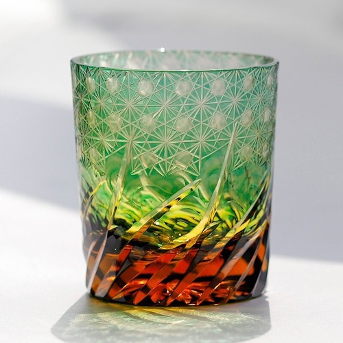 Hand cut edo kiriko green - edo,