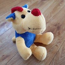 Tesco Rhino Soft Toy Plush Beanie Blue Yellow red 2010 ? Hippo small 18cm