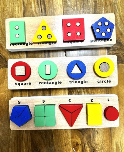 Wooden geometric jigsaw board - wooden,