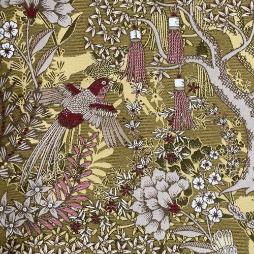 Golden aviary fabric jacquard - golden,