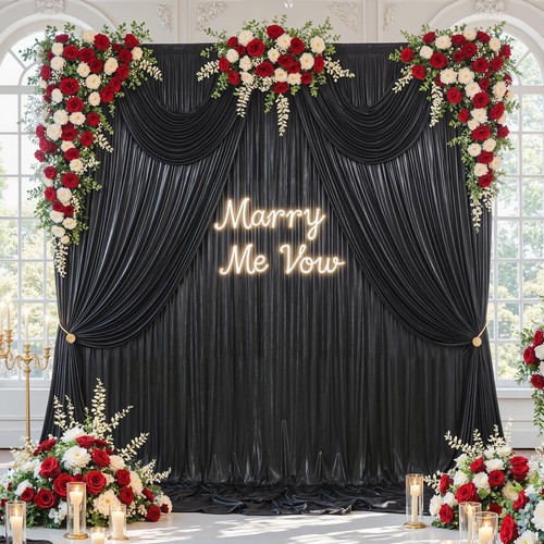 Black sequin backdrop curtains - black,