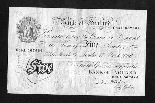 White fiver banknote - white, lk