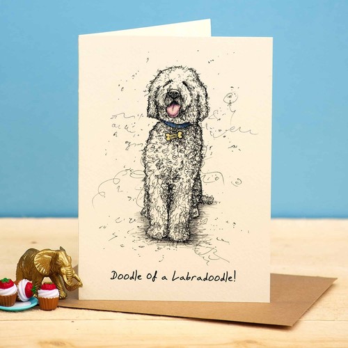 Doodle labradoodle card - a,
