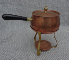 Vintage Small  Copper Melting Pot - Chafing Dish / Warming Stand Holder Holland