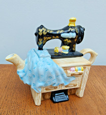 Sewing Machine on Table Novelty Decorative Ornamental Tea Pot - Mini