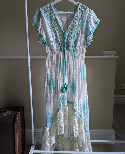 Women bohemiam white blue - white,