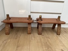 2x Camel Saddle Foot Stool Wooden