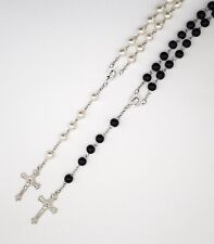 Rosary Beads Rosary Necklace First Holy Communion Catholic Prayer Beads Blk/Ivry