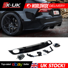 Audi A7 S-Line 2015-2017 RS7 Style Rear Bumper Diffuser Conversion Kit with tips