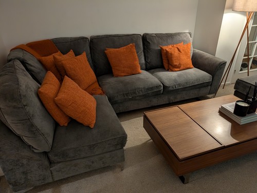 Grey corner sofa with - corner,