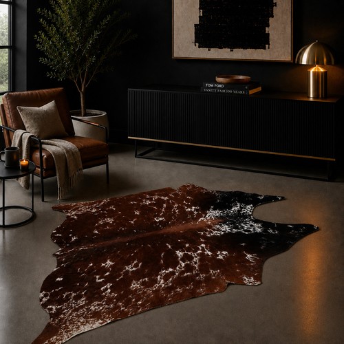 Genuine brown white cowhide - genuine,
