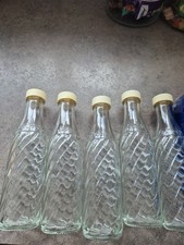 5 x Vintage Original Soda Stream Glass Bottle  Embossed design With Lids