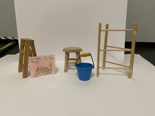 12th Scale Dolls House Clothes Horse/Steps/Stool/Bucket/Pegs