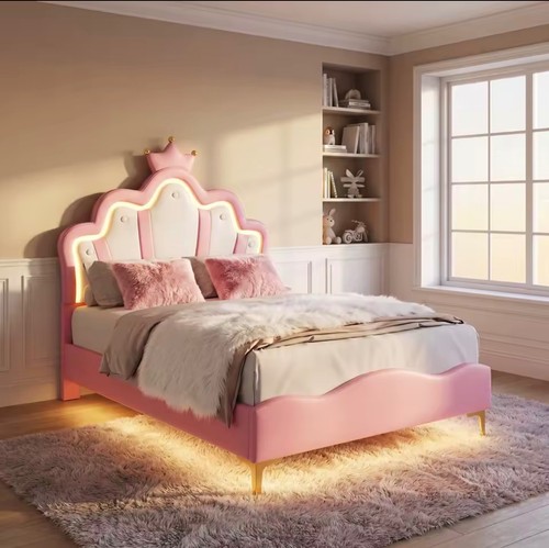 Girls princess bed frame pink - girls,