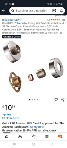 Chrome round shower bar - chrome, valve