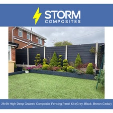 2ft-6ft High Deep Grained Composite Fencing Panel Kit (Grey, Black, Brown,Cedar)