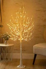 Christmas Birch Twig Tree LED Decoration Light Up White Pre Lit Indoor Outdoor