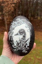 Engraved Hand Carved Emu Egg
