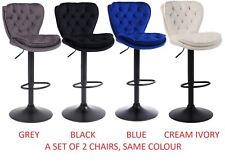 2 x Plush Velvet Bar Stools