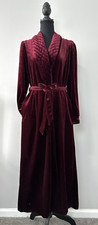 Vtg Long Velvet Robe Burgundy
