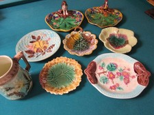 Antique Majolica Dishes Tray