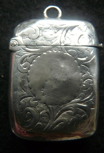 Silver chatelaine match vesta - match,