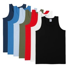 Mens Vests 100% Cotton Plain Tank Top Summer Training Gym Plain Tops 6 Pack lot