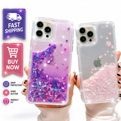 Liquid glitter heart - liquid, case