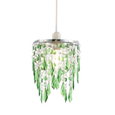 Modern Waterfall Design Pendant Shade with Clear/Emerald Acrylic Drops and Be...