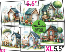 6 XL Card Toppers 5.5" Gardening Shed Floral Female/Male Birthday CRAFTS/TAGS