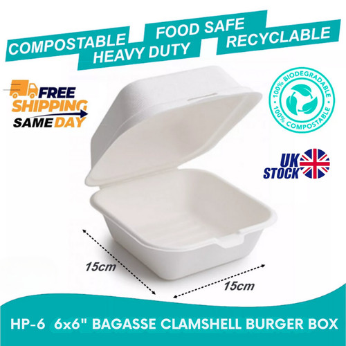 White bagasse food containers - white,