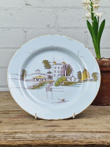 Liverpool delftware plate - a,