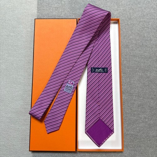 Hermes tie purple striped - striped, silk