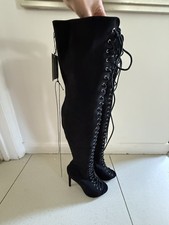 Laced Thigh High Heeled boots Size Uk7