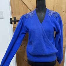 Vintage Blue Wool Angora 80s