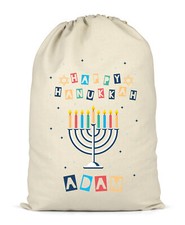 Personalised Hanukkah Sack Colourful Candles Gift Bag XL for Presents Gifts