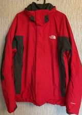 THE NORTH FACE Jacket Mens Large Red HyVent Waterproof Coat Hooded Fleece Lined