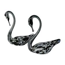 Vintage Swan Glass Art  Black