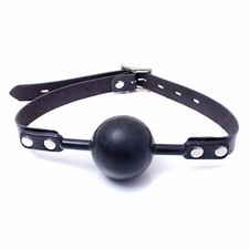 Black 48mm Big Ball Gag Faux Leather Silicon Rubber Bondage Ball Gag