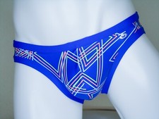 TOOT Royal Blue x Neon Bar Print Made in Japan Swim Briefs 37' - 41'