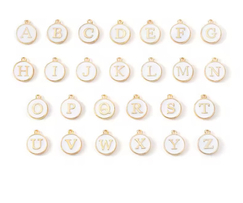 White gold letter charms - letter,