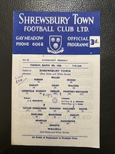 8.3.1960. Shrewsbury Town v Walsall, (Friendly).