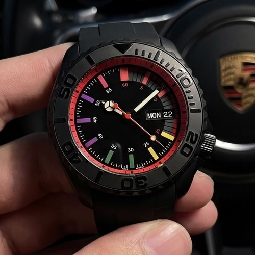 Custom 40mm black - black, crimson