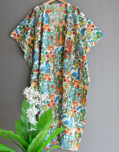 Indian white kimono kaftans - white,