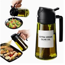 470ml 2-in-1 Glass Olive Oil Dispenser & Sprayer Bottle for Cooking Kitchen