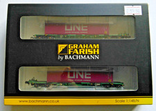 N Gauge Intermodal Bogie Wagons  2 x 45ft containers  WEATHERED Exc. Boxed Cond.